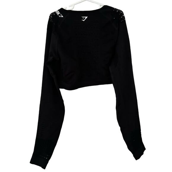 Gymshark Black Seamless Mesh Crop Top Size S - Picture 3 of 6